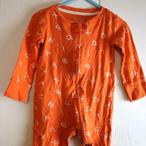 Christian Robinson Baby Boys 6-9 Months Orange Alphabet Cotton One Piece Sleeper